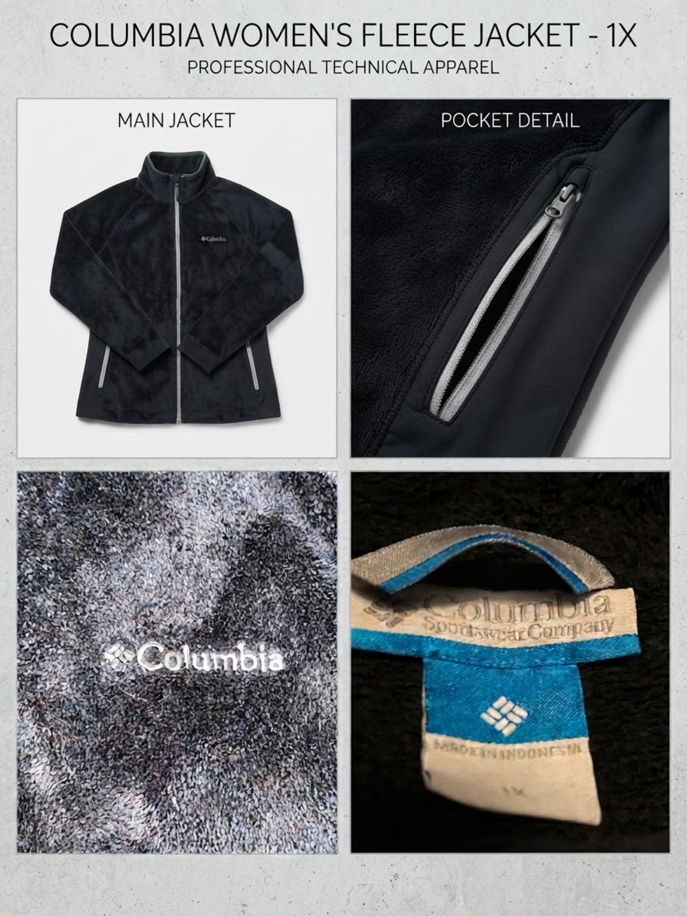 Columbia Black Full-Zip Lightweight Fleece Jacket